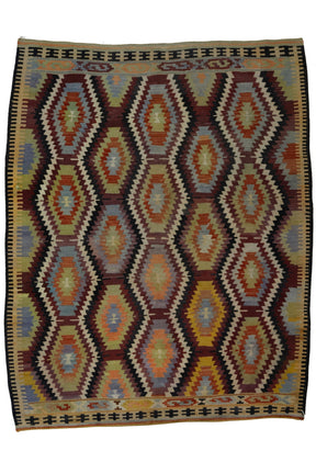 Camkoy / 5x6 Wool Vintage Turkish Kilim Rug Front Side