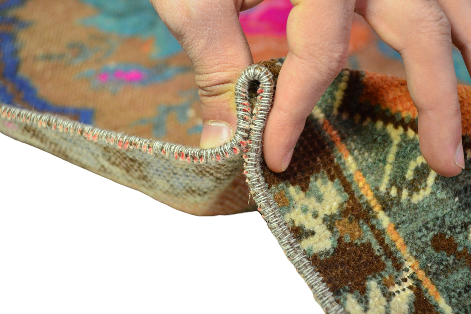 Deregumu / 1x3 Floral Vintage Turkish Rug Thickness