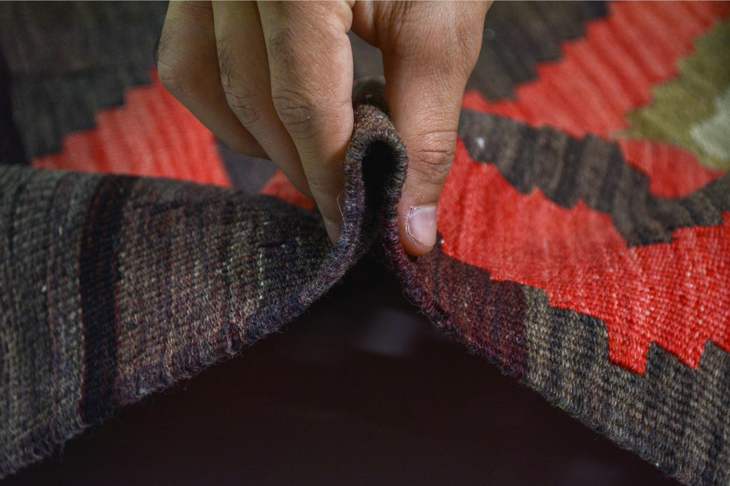 Digor / 6x11 Wool Vintage Kilim Rug Thickness