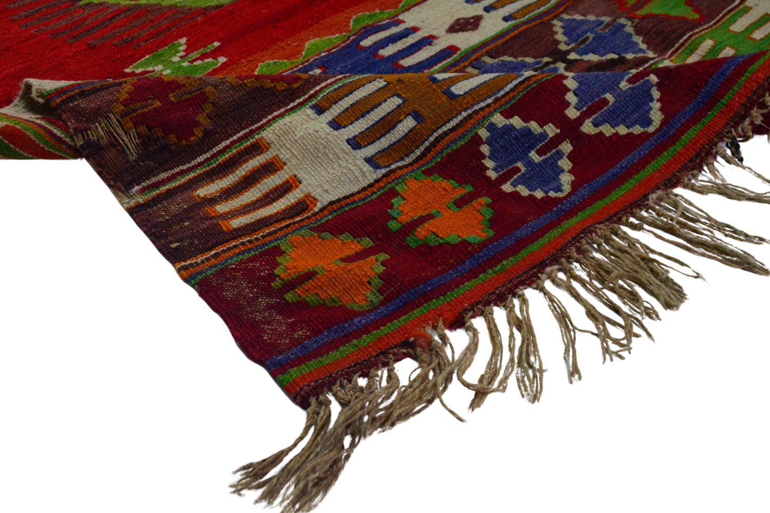 Dineksaray / 4x7 Red Turkish Vintage Kilim Rug Texture