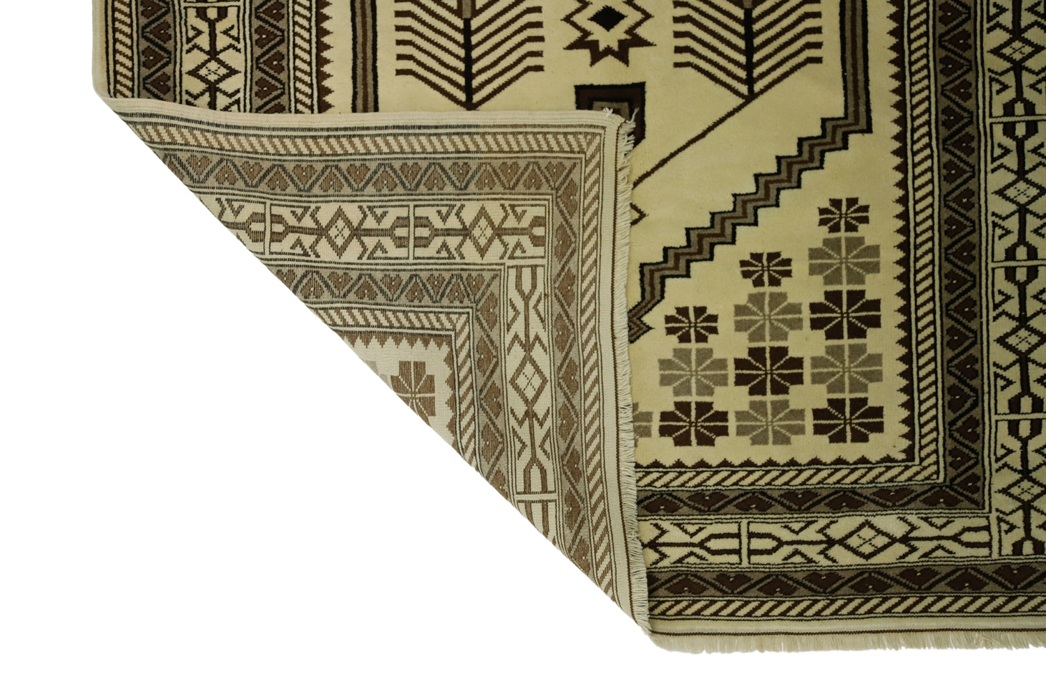 Dursunbey / 5x8 Neutral Vintage Oriental Rug Back Side