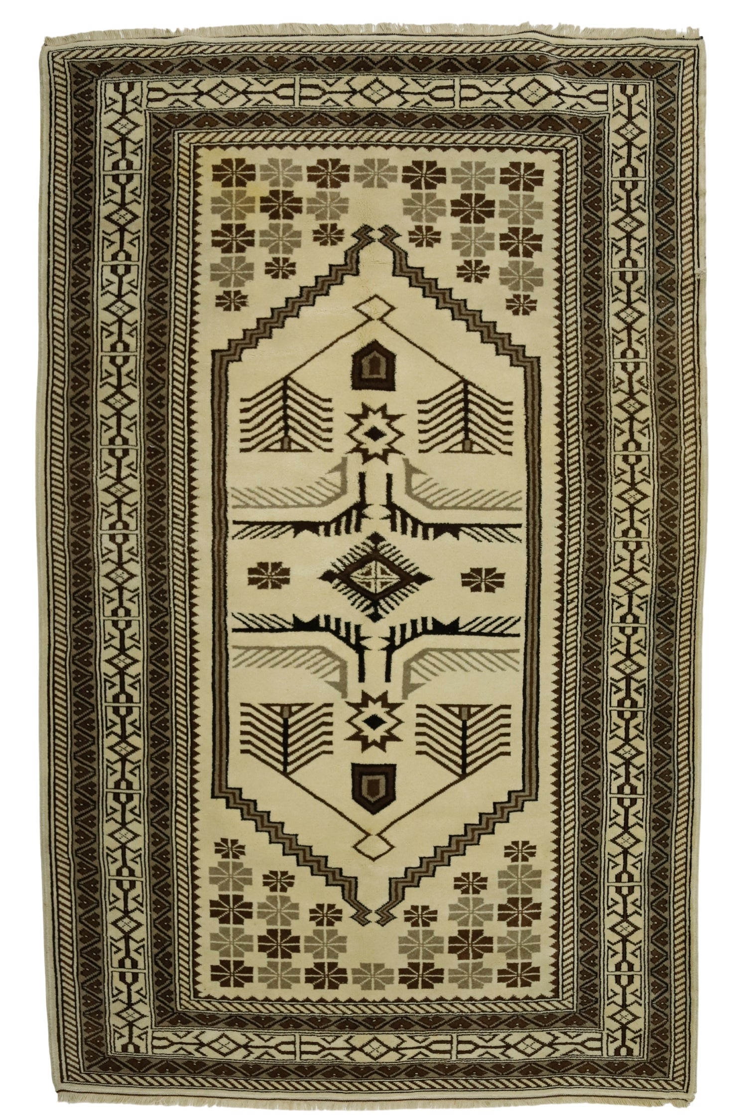 Dursunbey / 5x8 Neutral Vintage Oriental Rug Front Side