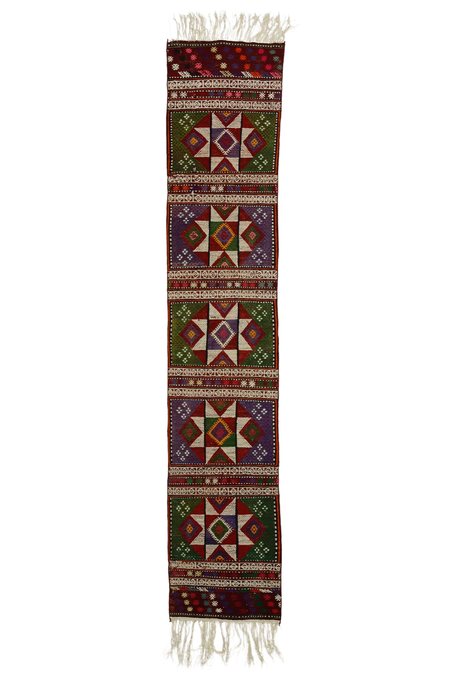 Eceabat / 1x8 Oriental Wool Kilim Runner Front Side