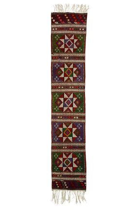 Eceabat / 1x8 Oriental Wool Kilim Runner Front Side