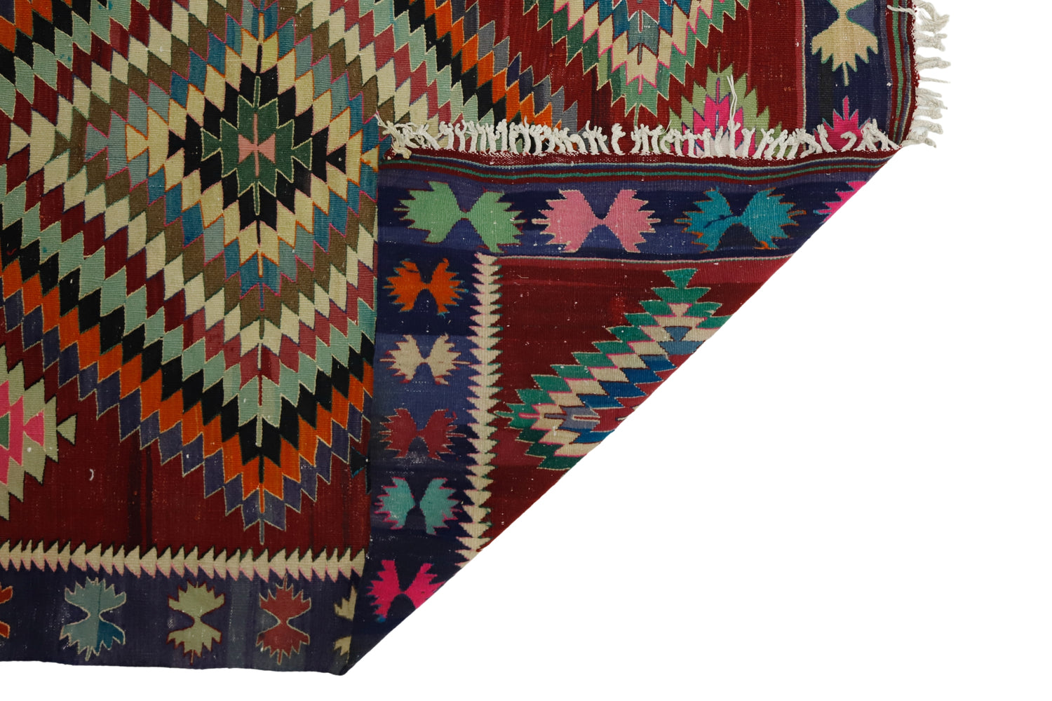Esenli / 5x9 Bohemian Wool Tribal Kilim Rug Back Side