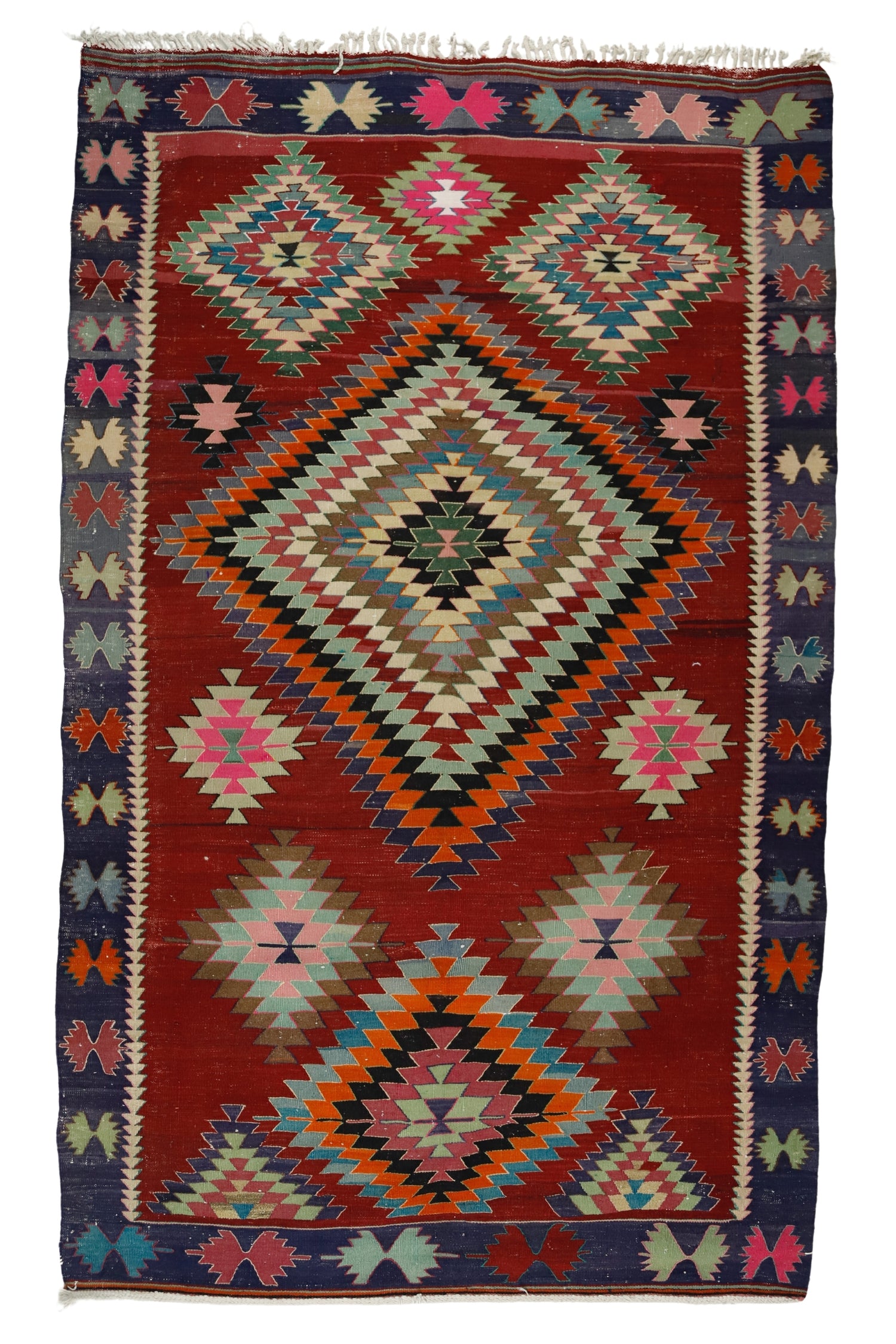 Esenli / 5x9 Bohemian Wool Tribal Kilim Rug Front Side