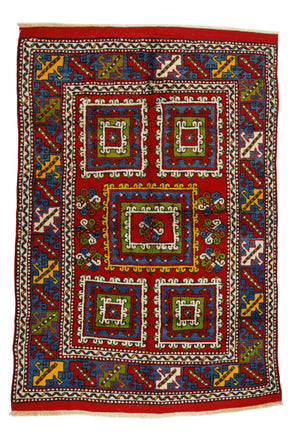 Gelibolu / 5x7 Vintage Handmade Turkish Area Rug Front Side
