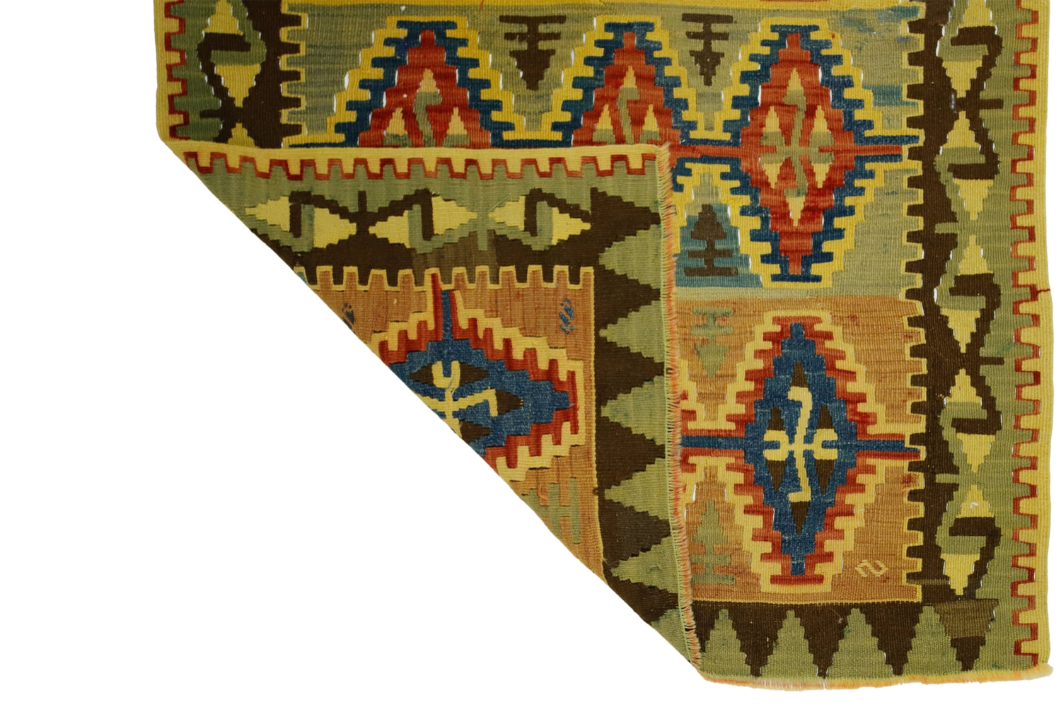 Guzelyurt / 5x9 Boho Wool Vintage Rug Back Back Side