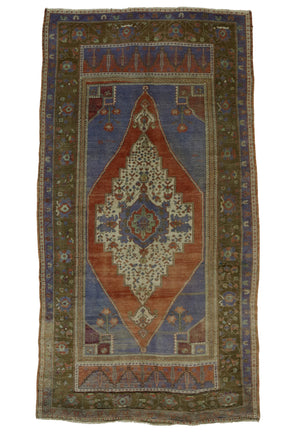 Guzelyurt / 5x9 Boho Wool Vintage Rug Front Side
