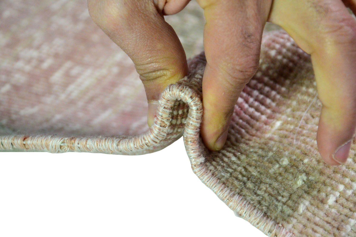 Hamidiye / 2x13 Pastel Pink Vintage Rug Runner Thickness