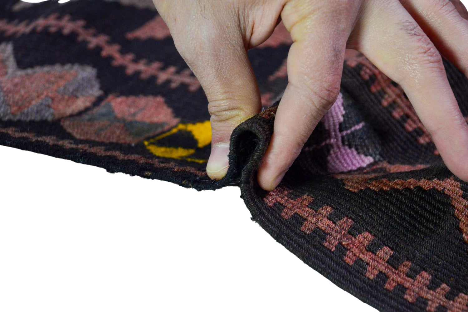 Hapanlı / 5x12 Brown Vintage Kurdish Kilim Runner Thickness