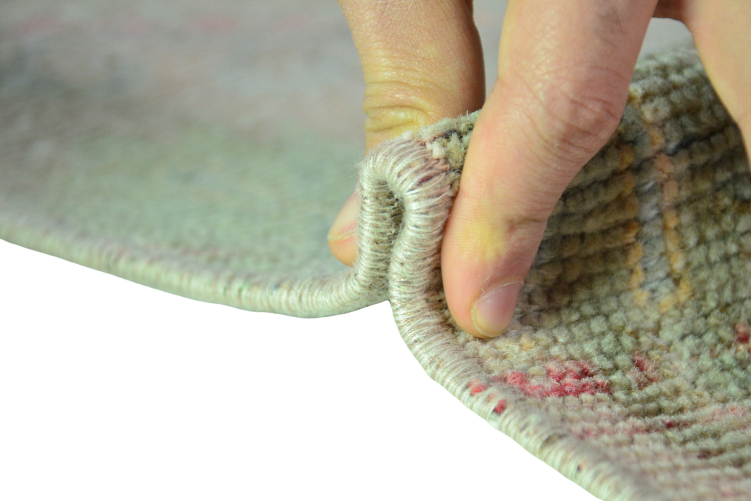 Hayat / 2x12 Pastel Pink Oriental Rug Runner Thickness