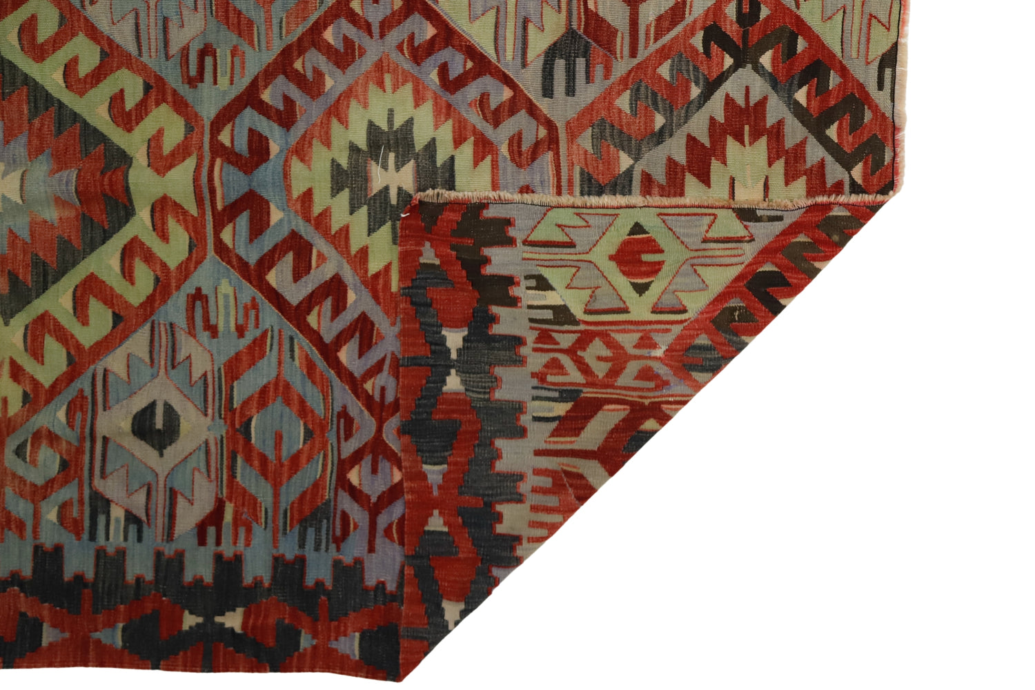 Hisar / 4x9 Vintage Rustic Southwestern Kilim Rug Back Side