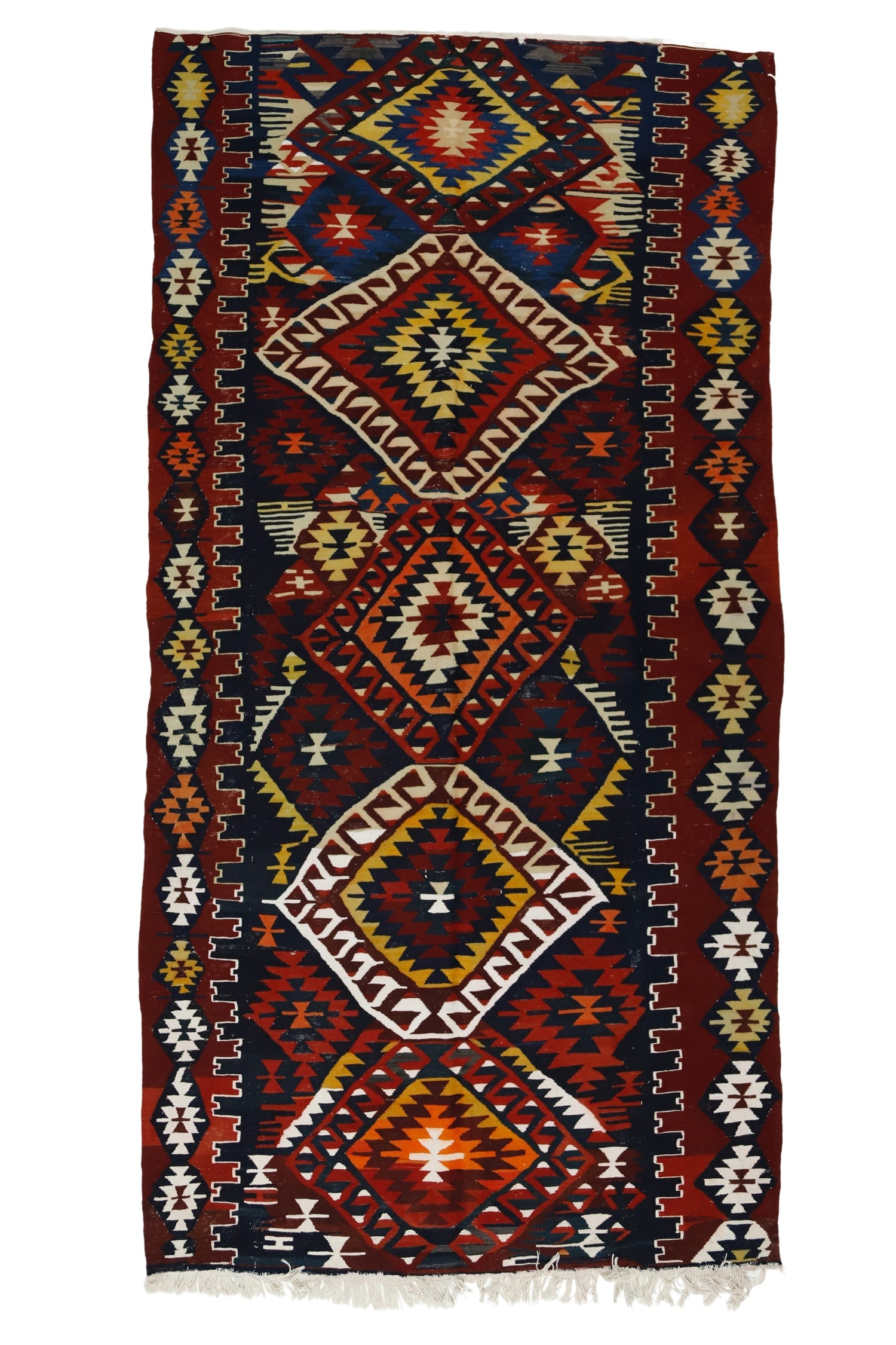 Kırka / 5x9 Rustic Vintage Turkish Kilim Rug Front Side