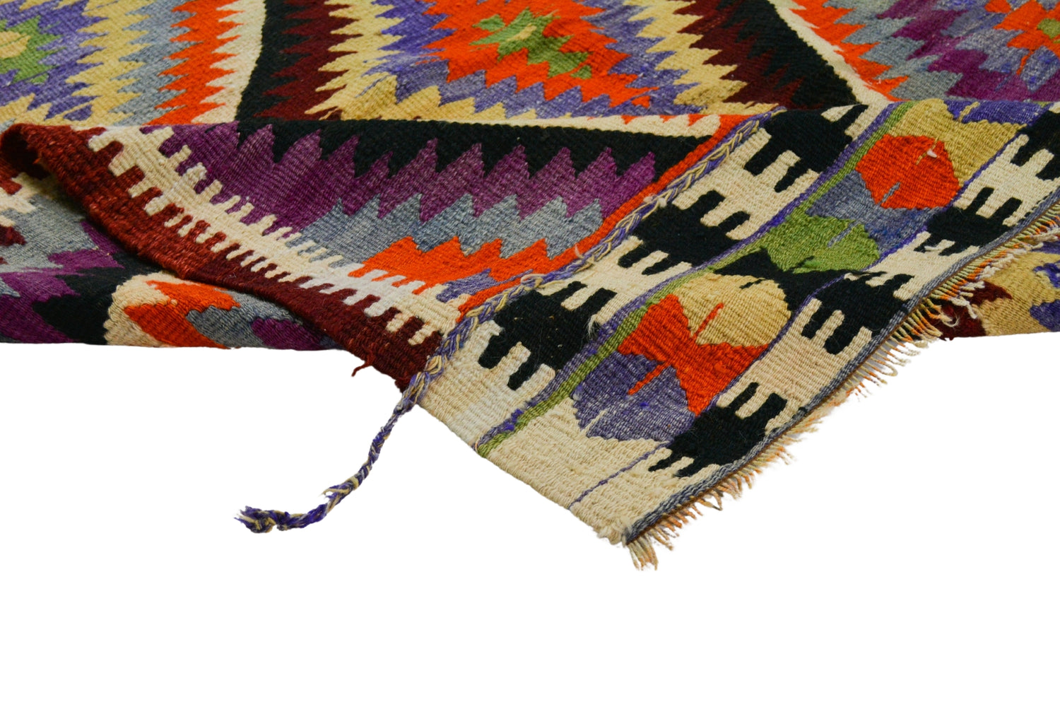 Karadere / 5x7 Tribal Turkish Boho Kilim Rug Front Side Texture