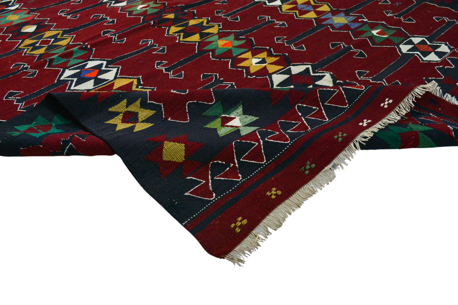 Karakece / 5x7 Antique Red Boho Kilim Rug  Texture