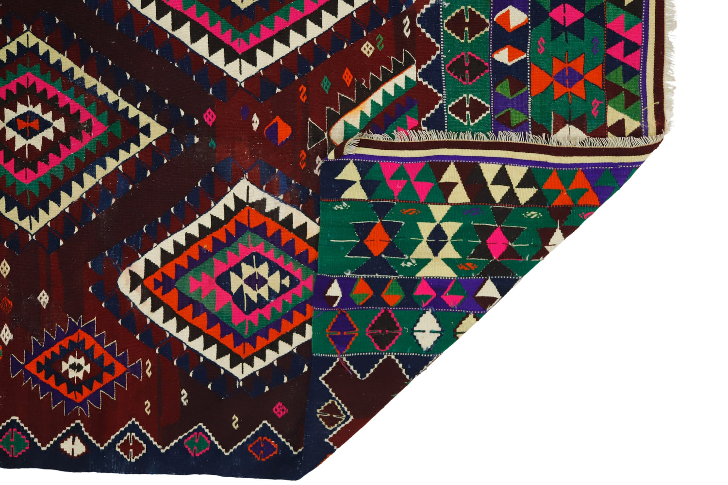 Karakece / 5x8 Red Vintage Anatolian Kilim Back Side