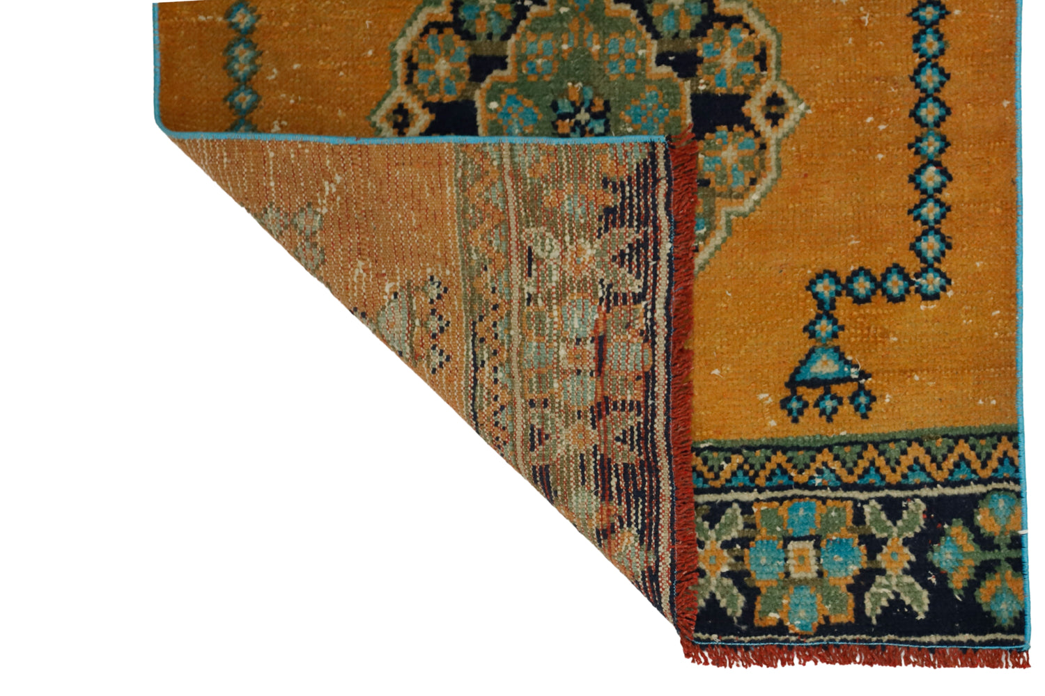 Karatay / 2x11 Vintage Boho Rug Runner Back Side