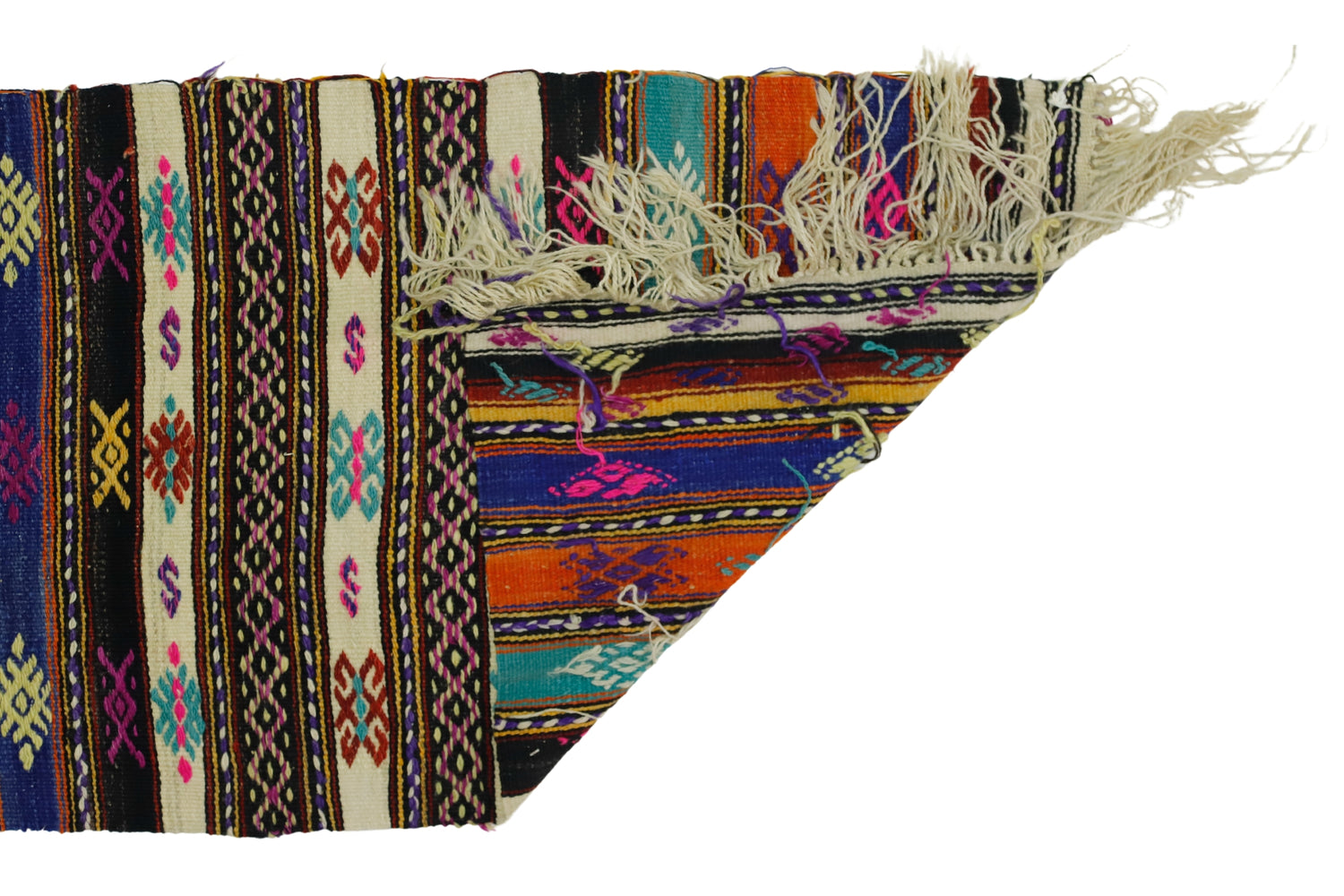 Karlık / 2x13 Wool Bohemian Kilim Runner Back Side