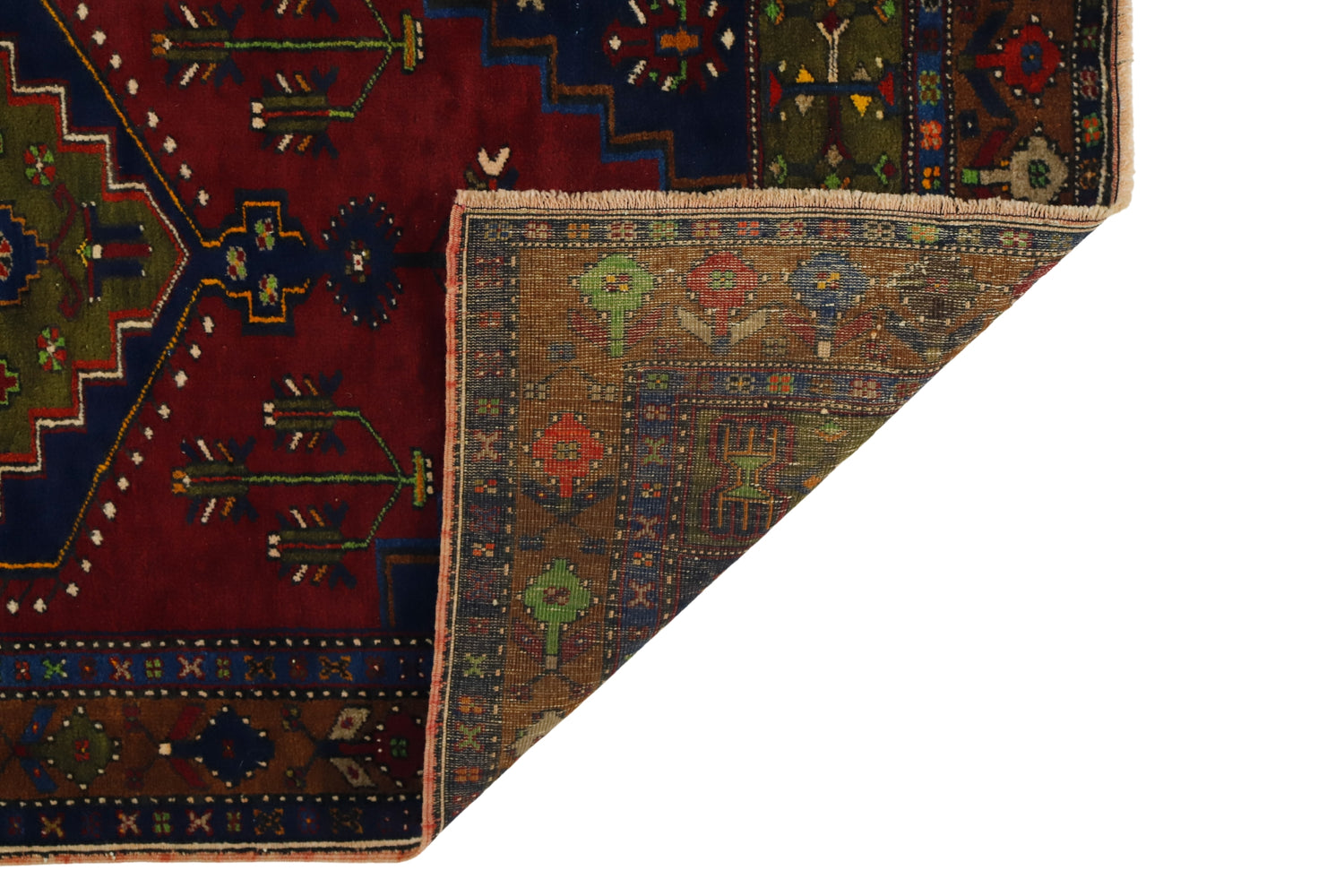 Kirmiziyahsi / 4x7 Wool Turkish Area Rug Back Side