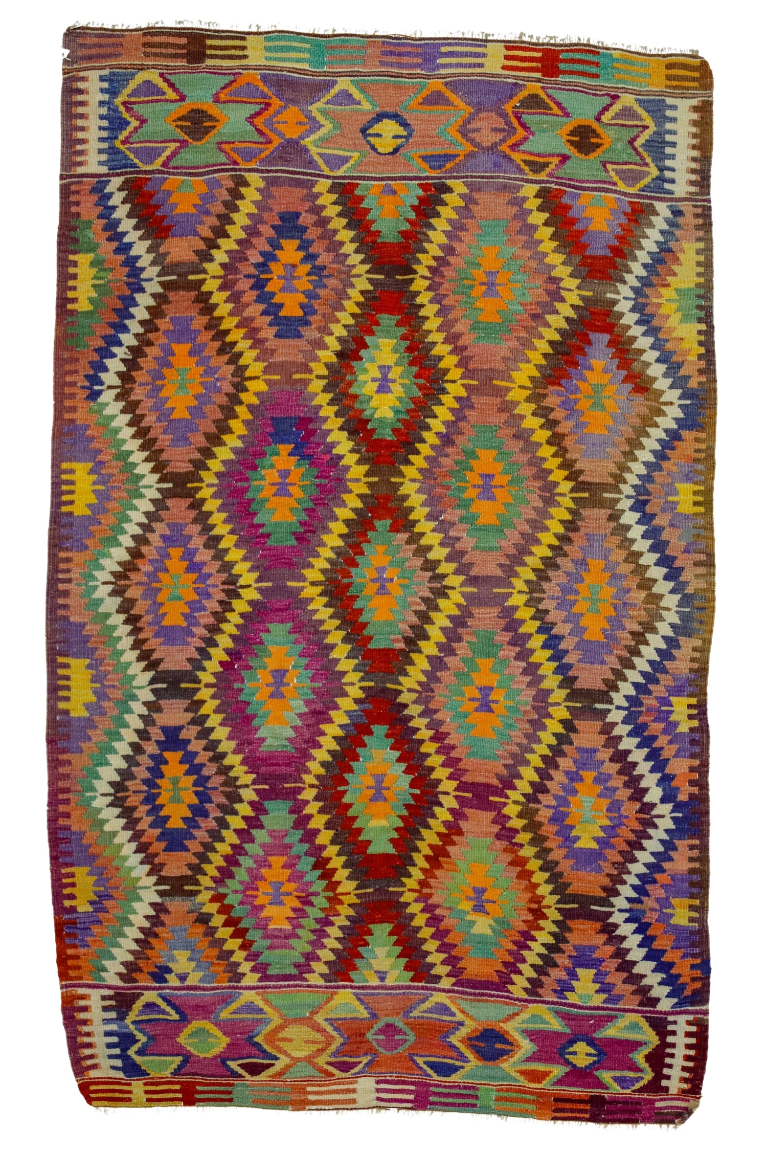 Kumluova / 5x8 Multi-Color Oriental Boho Kilim Rug Front Side
