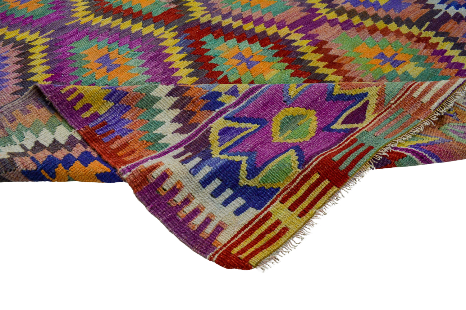 Kumluova / 5x8 Multi-Color Oriental Boho Kilim Rug Texture