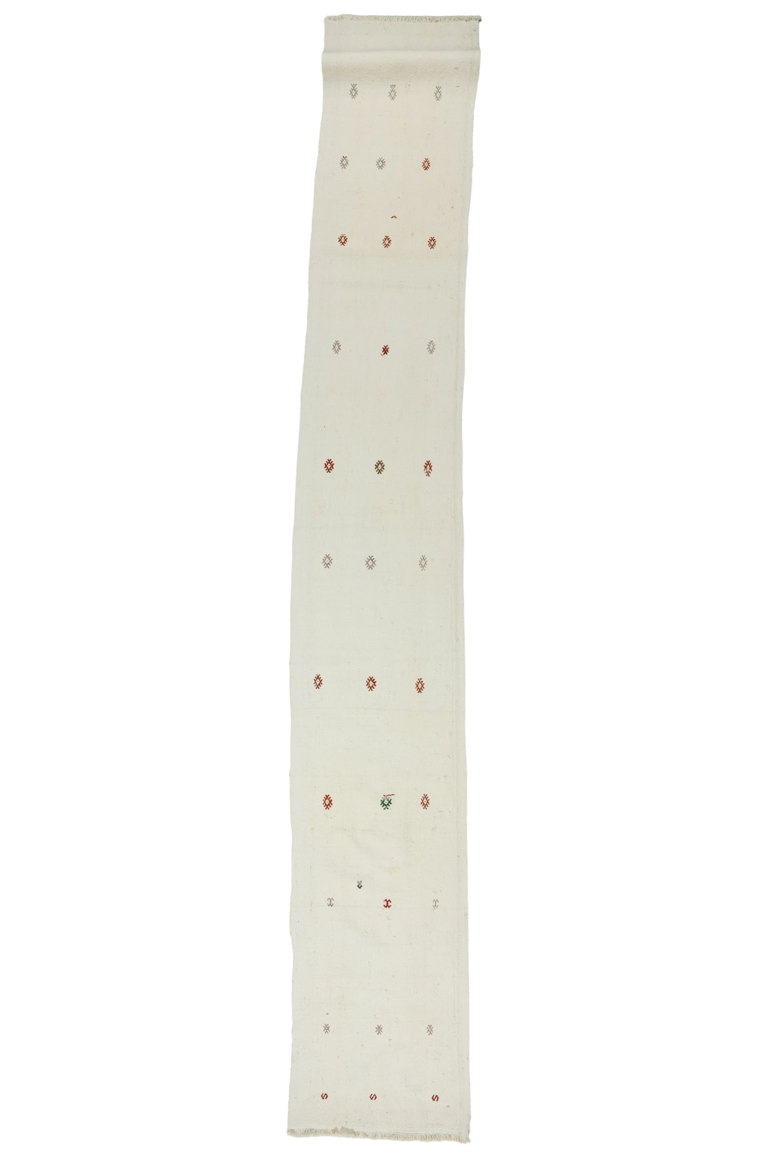 Medrese / 2x14 Beige Vintage Kilim Runner Front Side