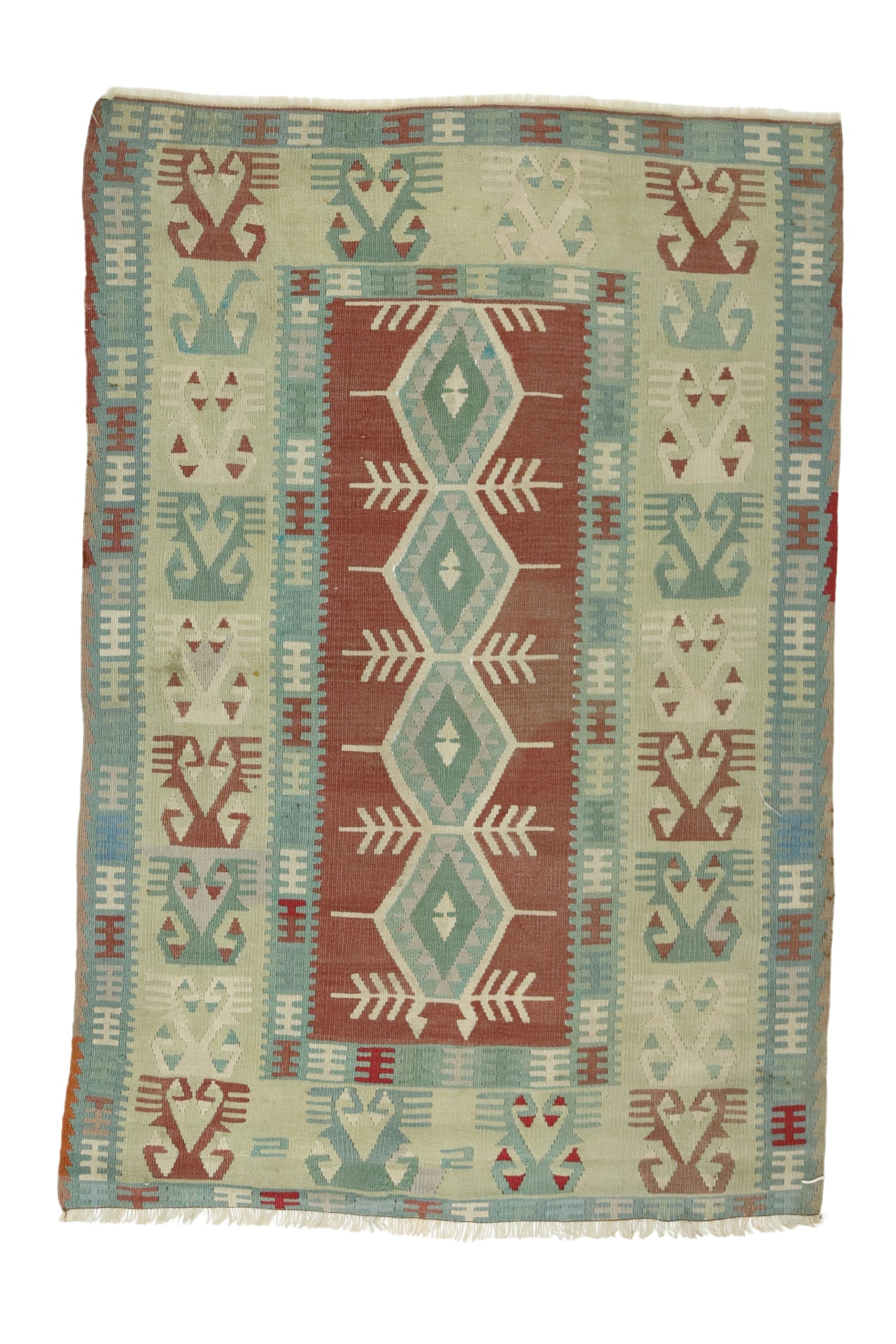 Mende / 3x5 Muted Vintage Tribal Kilim Front Side