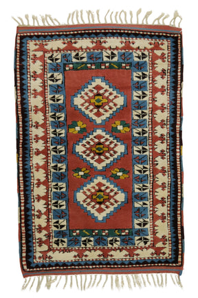 Meram / 3x4 Wool Turkish Boho Rug Front Side