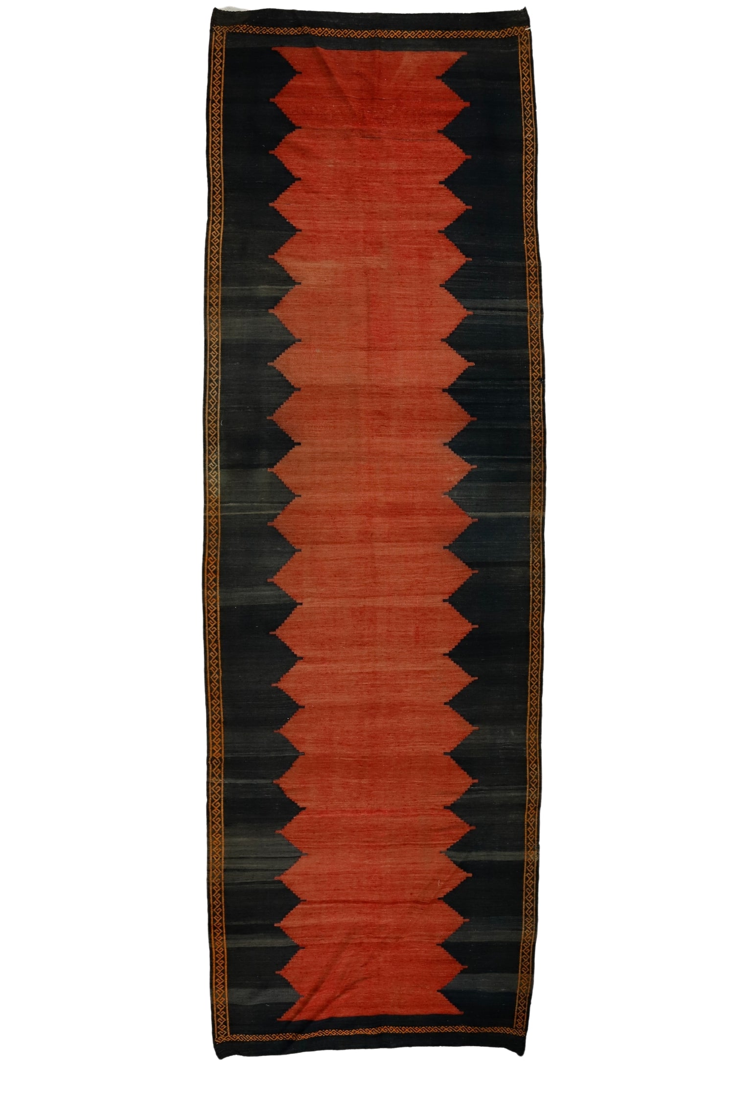 Saray / 4x13 Vintage Wool Turkish Kilim Runner Rug Front Side