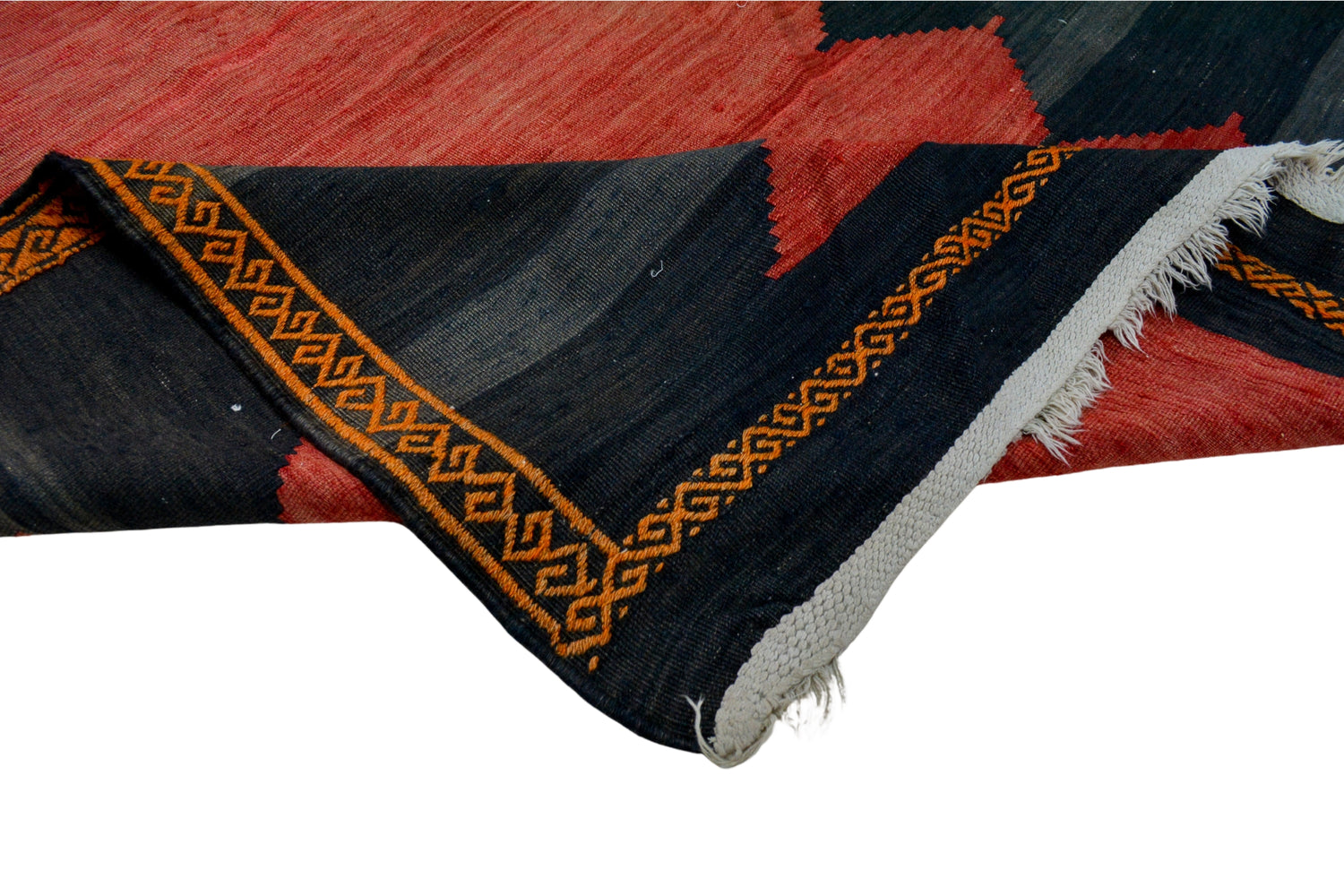 Saray / 4x13 Vintage Wool Turkish Kilim Runner Rug Texture