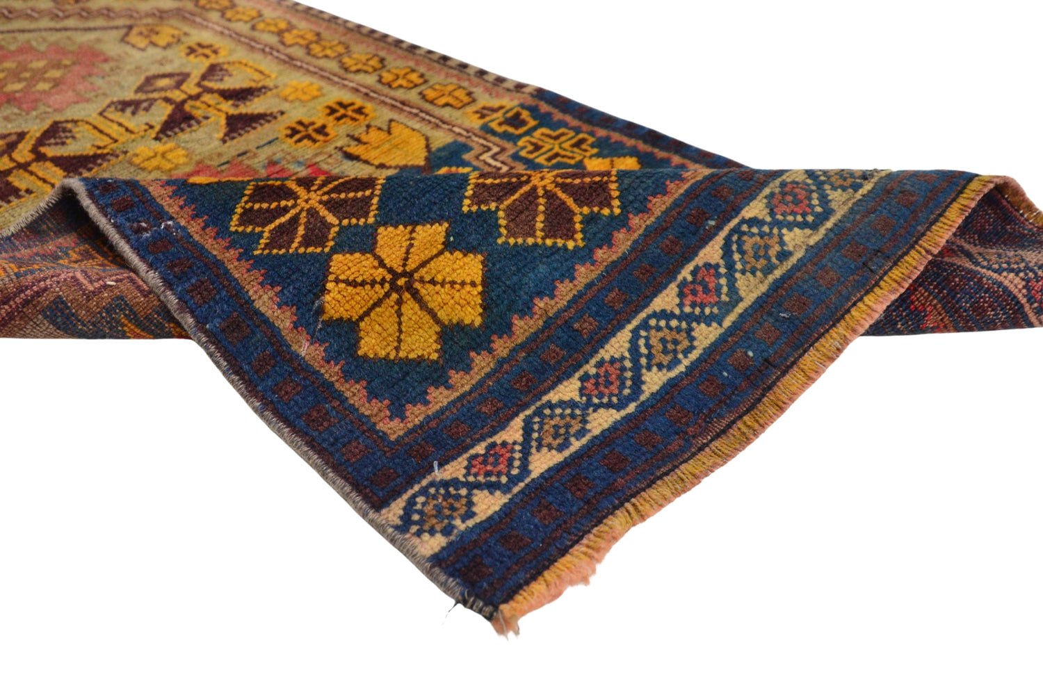 Sarayhan / 1x4 Vintage Handmade Turkish Area Rug Texture