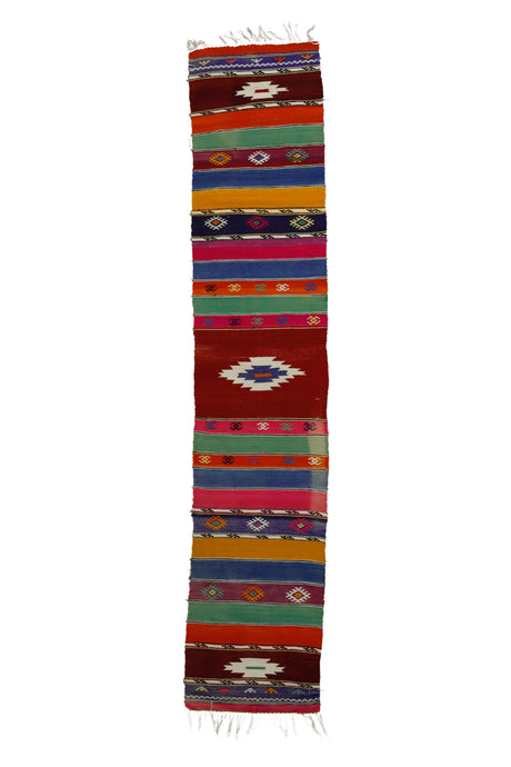 Savastepe / 1x9 Vintage Striped Hallway Runner Front Side