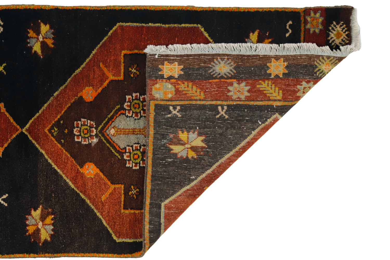 Savcun / 2x12 Oriental Wool Handmade Rug Runner Back Side