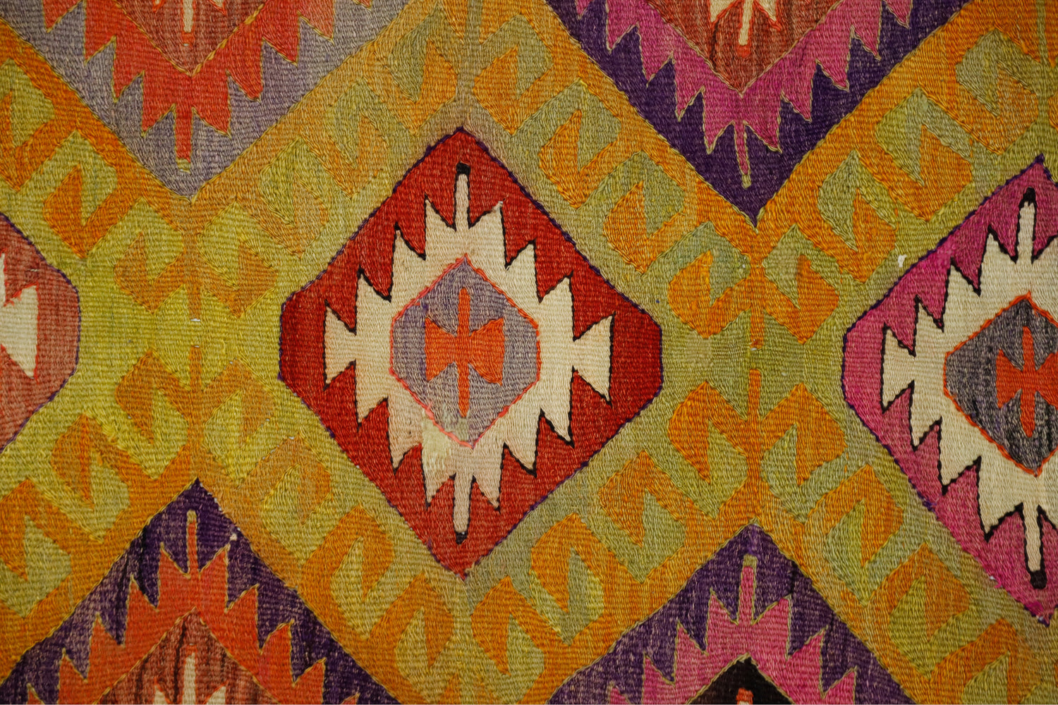 Seydikemer / 5x8 Oriental Flatweave Kilim Rug Close Up
