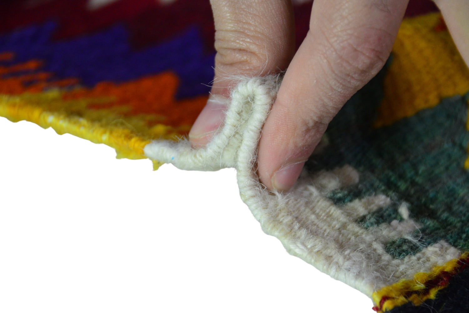 Sirge / 3x3 Bohemian Oriental Area Kilim Rug Thickness