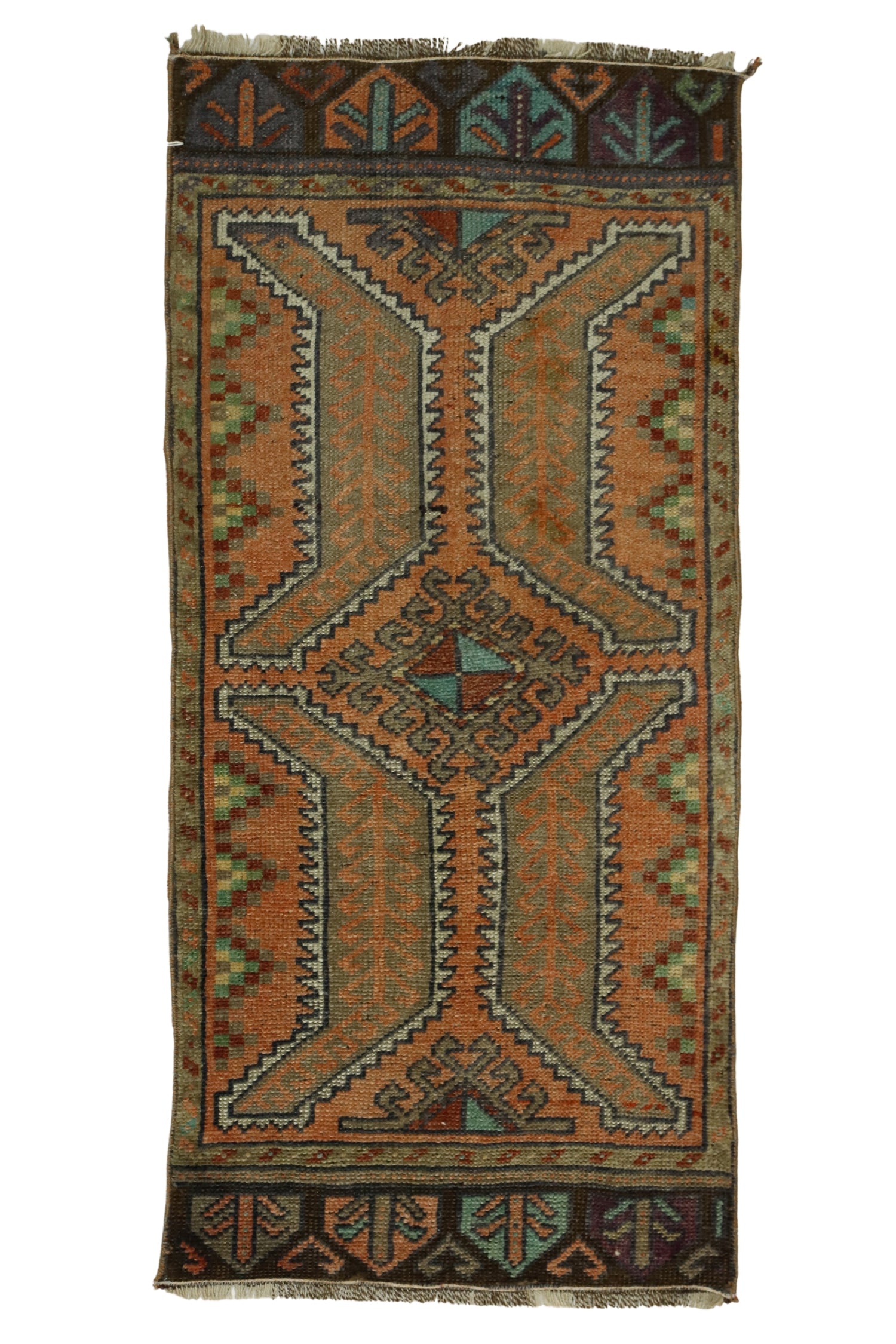 Sultanhan / 1x3 Wool Vintage Turkish Rug Front Side