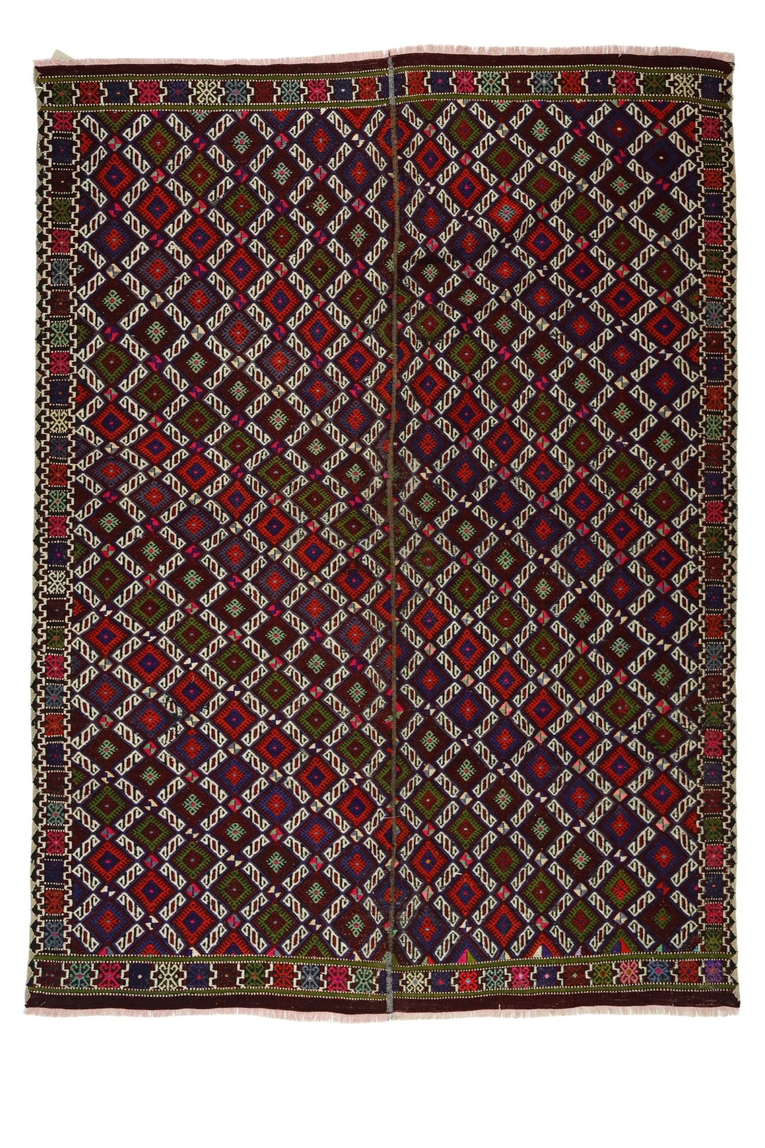 Tepecik / 6x7 Vintage Bohemian Area Kilim Rug Front Side