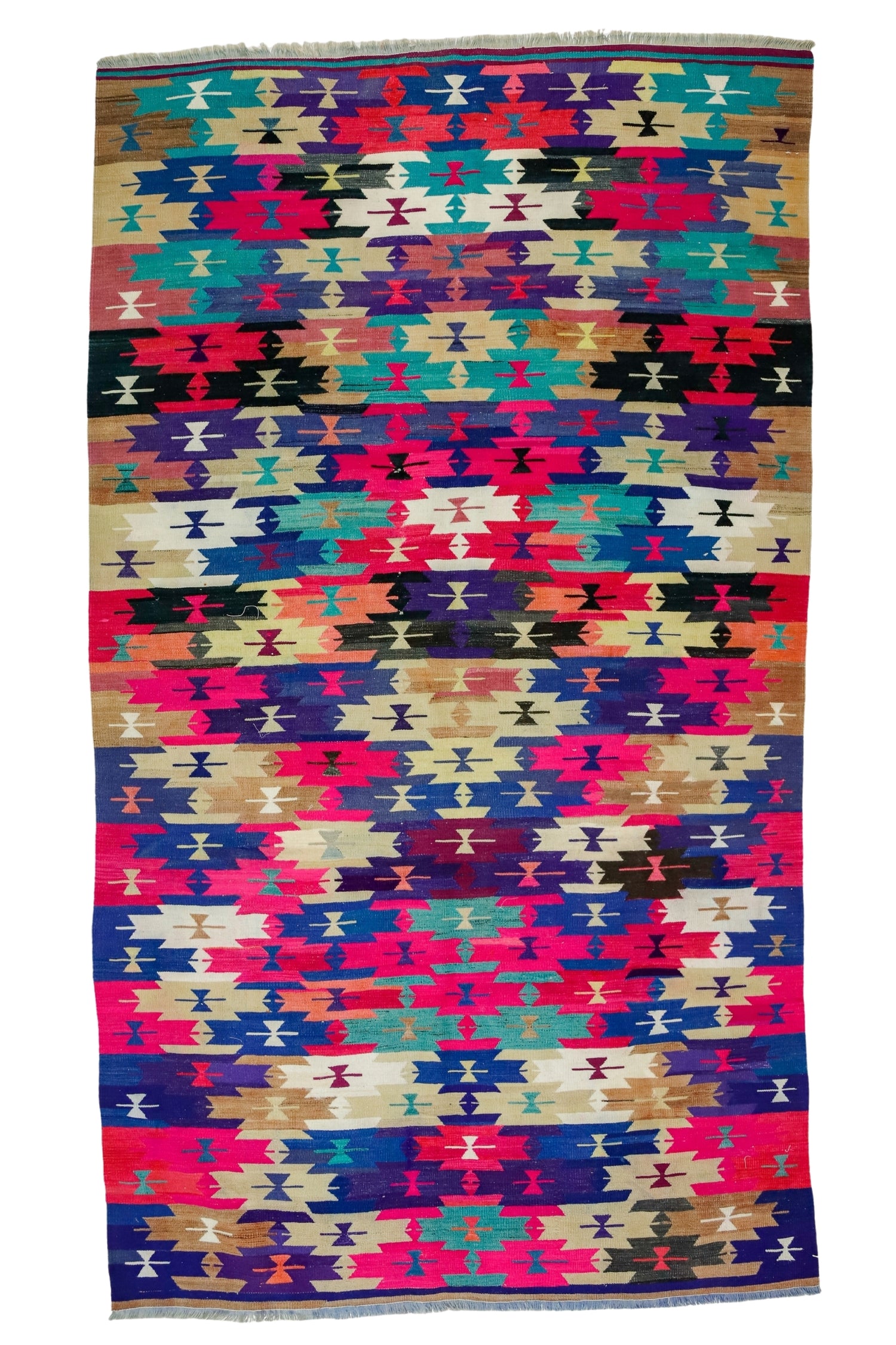 Tlos / 5x10 - Multi-Color Vintage Boho Kilim Front Side