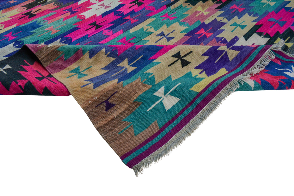 Tlos / 5x10 - Multi-Color Vintage Boho Kilim Texture