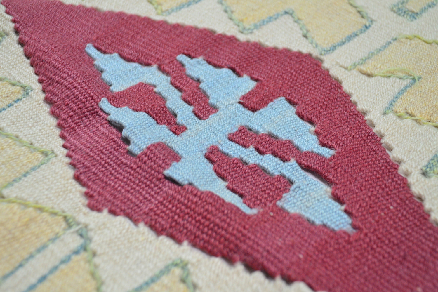 Tomarza / 3x5 Bohemian Wool Turkish Kilim Rug Detail