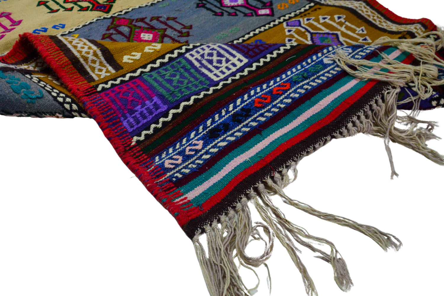 Turfullar / 3x7 Vintage Handmade Tribal Kilim Rug Texture