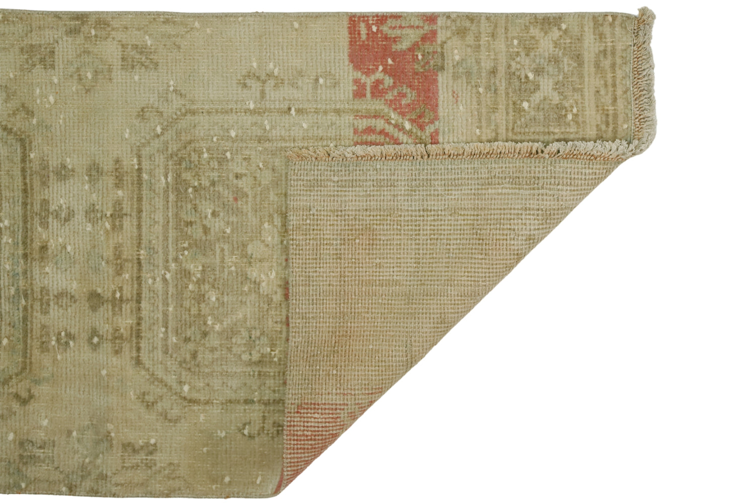 Ugurlu / 2x11 Vintage Handmade Pastel Rug Runner Back Side