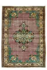 Uluborlu / 6x8 Vintage Turkish Area Rug Front Side
