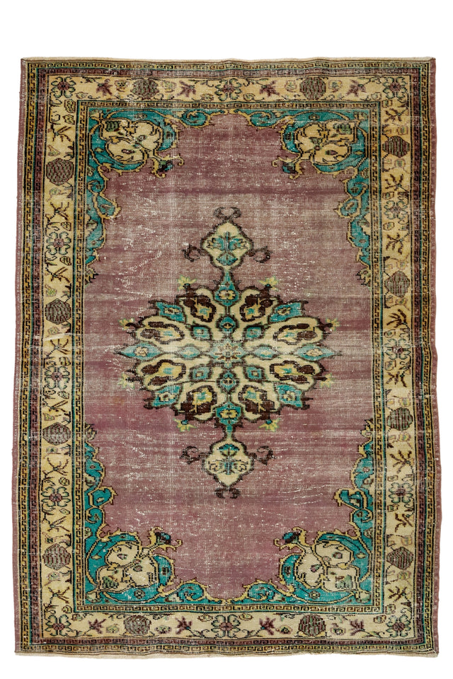 Uluborlu / 6x8 Vintage Turkish Area Rug Front Side