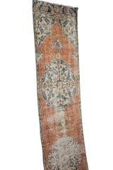 Vintage Oriental Rug Runner - 2x9 ft | Wool Beige Oushak Carpet for Hallway