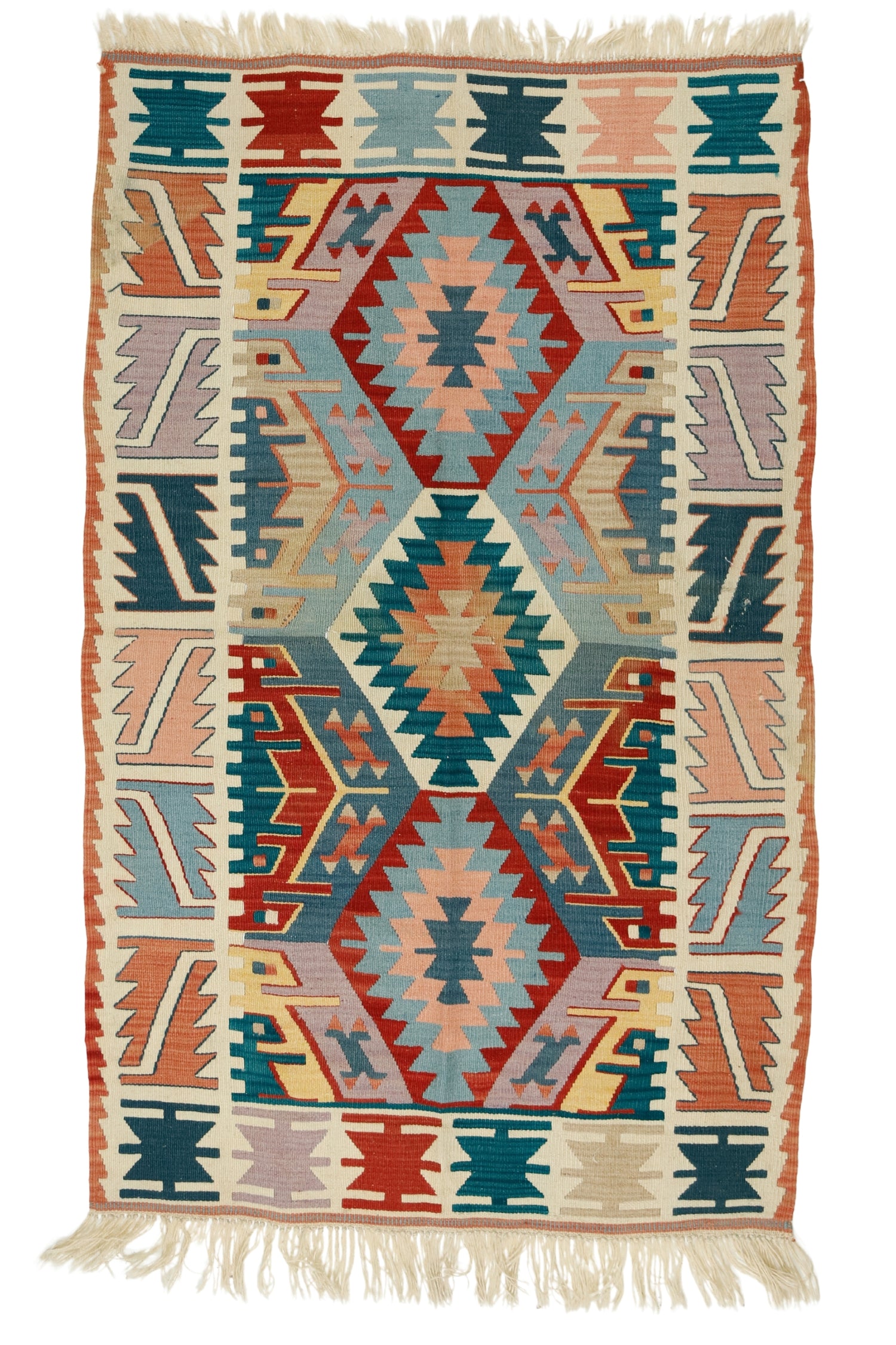 Yakamoz / 3x5 Bohemian Vintage Area Kilim Rug Front Side