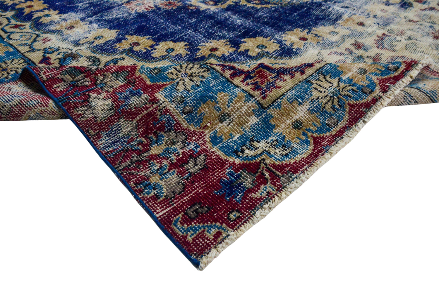 Yalvac / 8x10 Vintage Blue Turkish Carpet texture