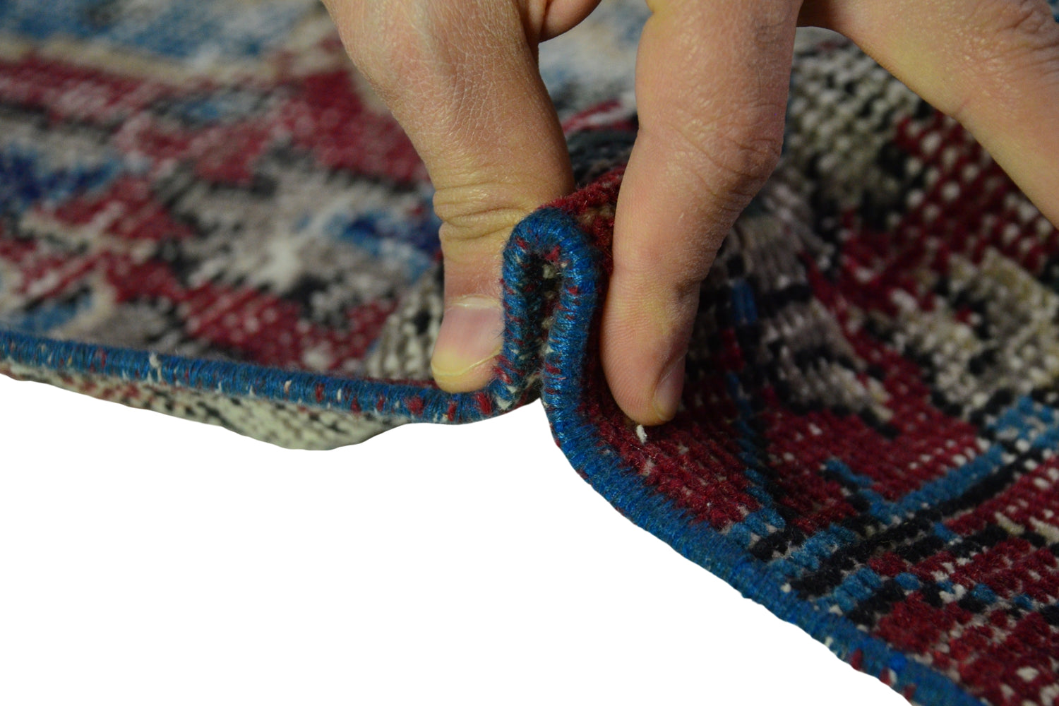 Yalvac / 8x10 Vintage Blue Turkish Carpet thickness