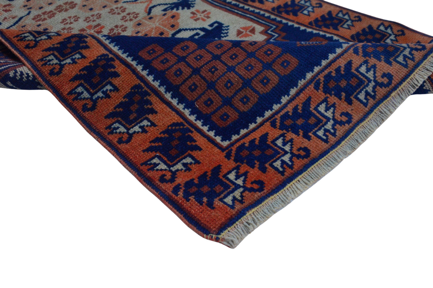 Yazlık / 2x3 Vintage Handmade Wool Area Rug Texture